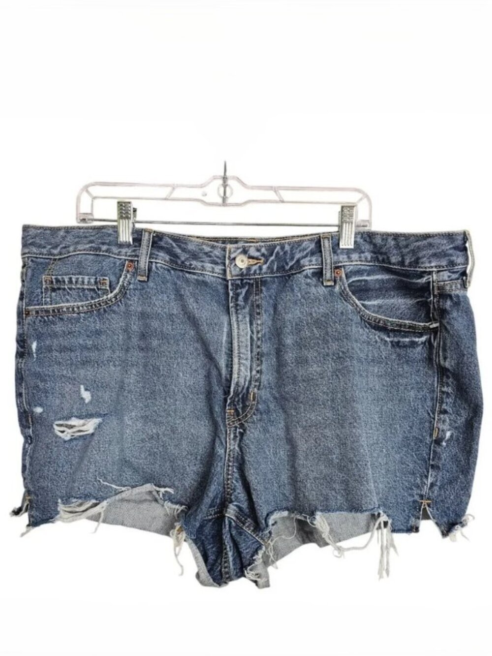OLD NAVY OG Cut Off Frayed Jean Shorts plus size 20 MEDIUM WASH BLUE Distressed